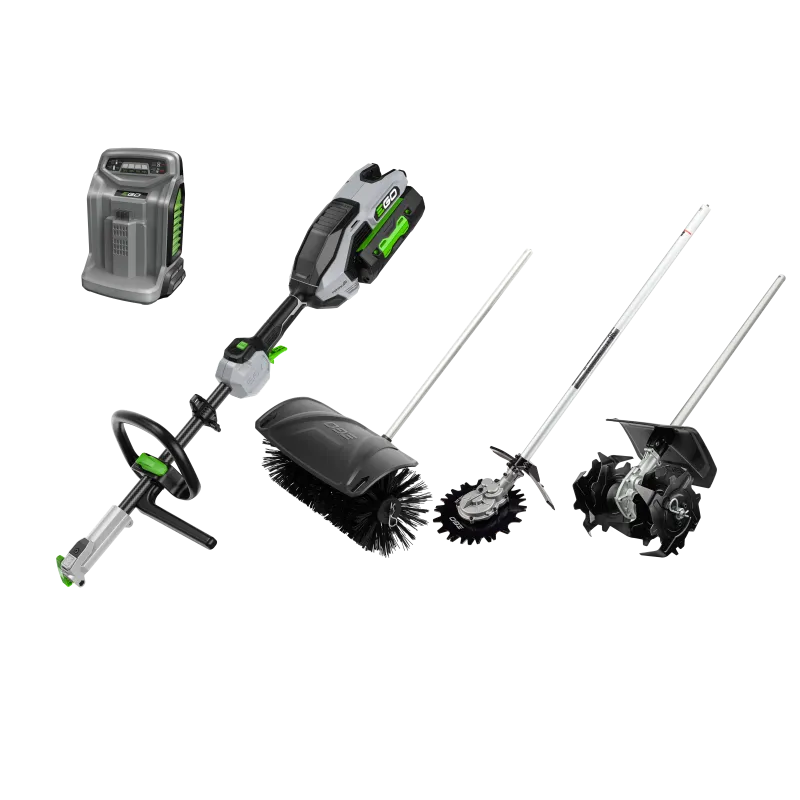 EGO multitool set MRC2306E incl. basismachine, rolbezem,  rotocut, grondfrees, 2x 4 ah accu en snellader