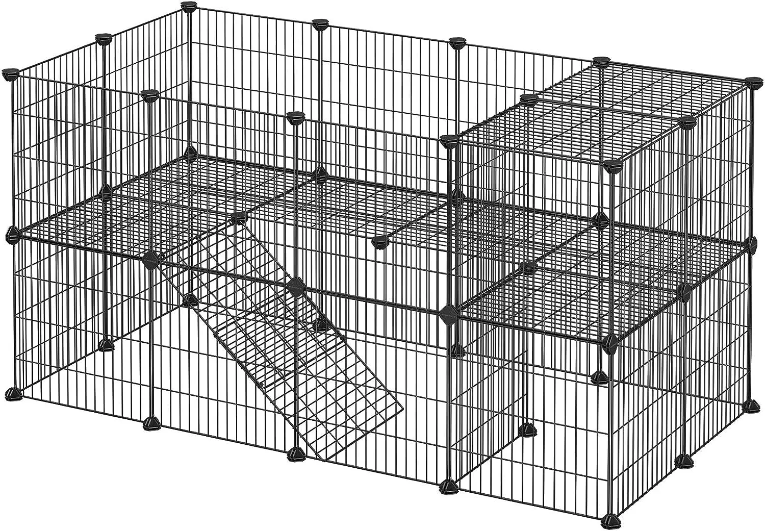 KOOI, 36 PLATEN, 2 NIVEAUS, BOX VOOR KLEINE DIEREN EN CAVIA’S, INCL. RUBBEREN HAMER, VOOR BINNEN, VERSTELBAAR,  TE MO
