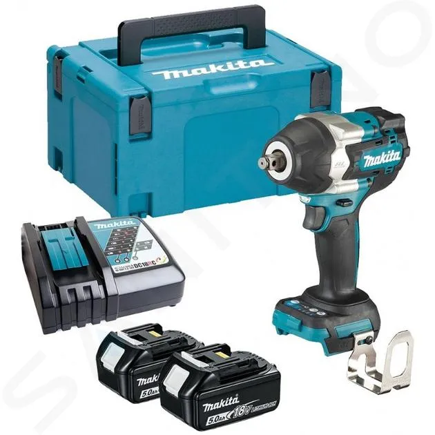 MAKITA GEREEDSCHAP  18V ACCUSLAGMOERSLEUTEL, 2X ACCU 5,0 AH LXT, LADER DTW700RTJ