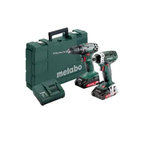 Metabo 18V BS18 Boormachine + SSD18LTX200 Slagschroevendraaier en 2 Accu's, Lader en Koffer
