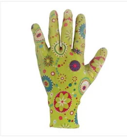 Talen Tools – Werkhandschoenen – Tuinhandschoenen – Polyester – Gebloemd – Nitrilcoating – Maat S