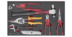 Tangen- en hamerset Foam3 tray 7 delig Teng Tools