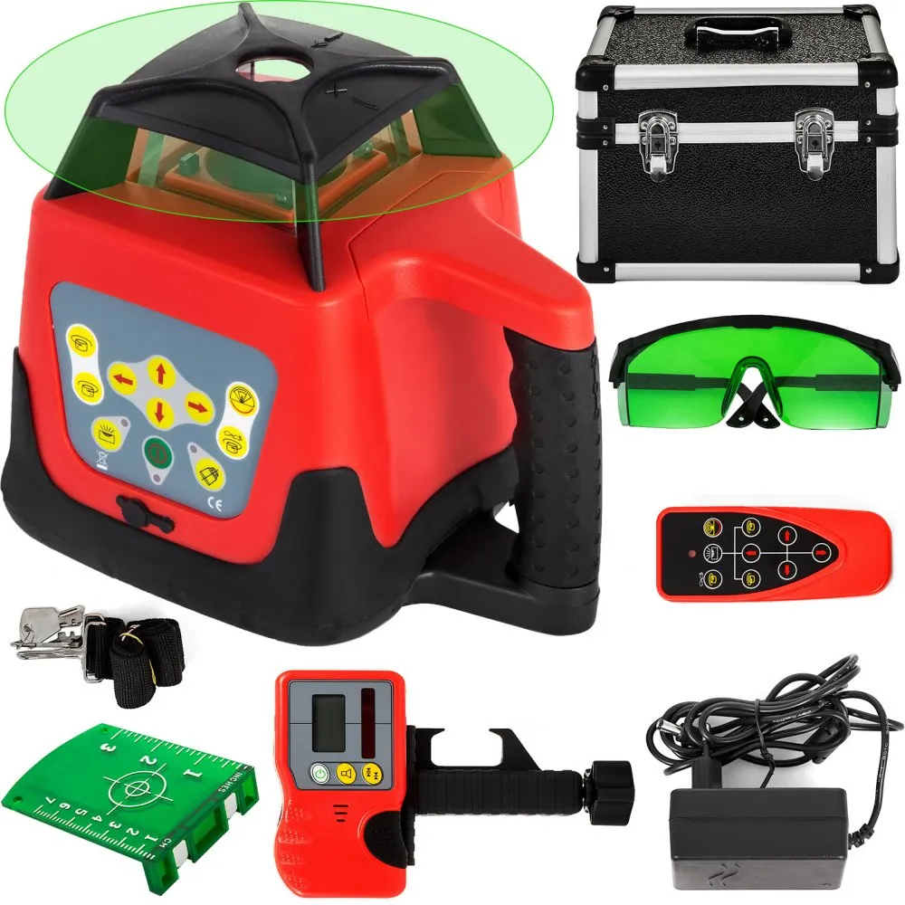 VEVOR Bouw Laser Roterende Laser Kruislijn Laser Rotatielaser/bouwlaser volautomatisch groen zelfnivellerende rotatielaser water