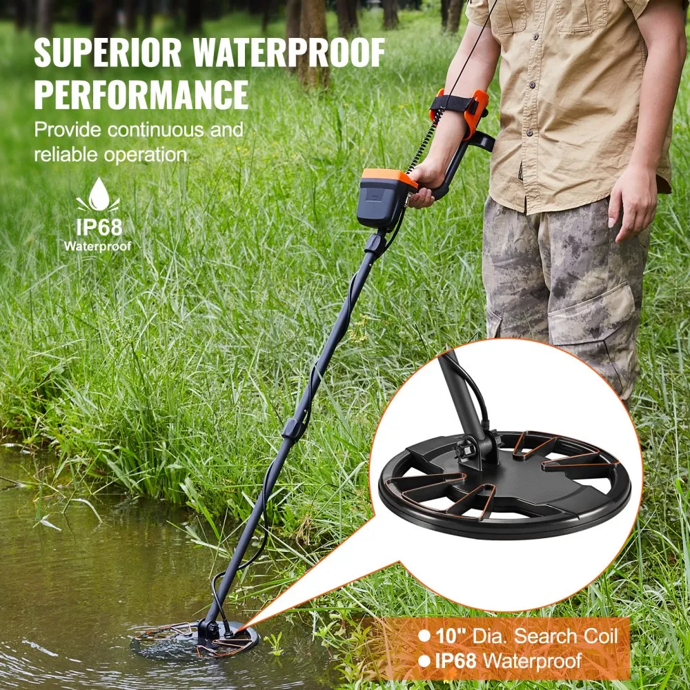 VEVOR Metaaldetector Kit voor Volwassenen Multifunctionele Professionele Metaaldetector met 7 Modi Waterdichte 10" Deeper C